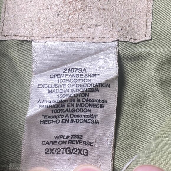 Mossy Oak Mens 2X Open Range Shirt Long Sleeve Button-Up Green Camouflage Cotton - Picture 5 of 7